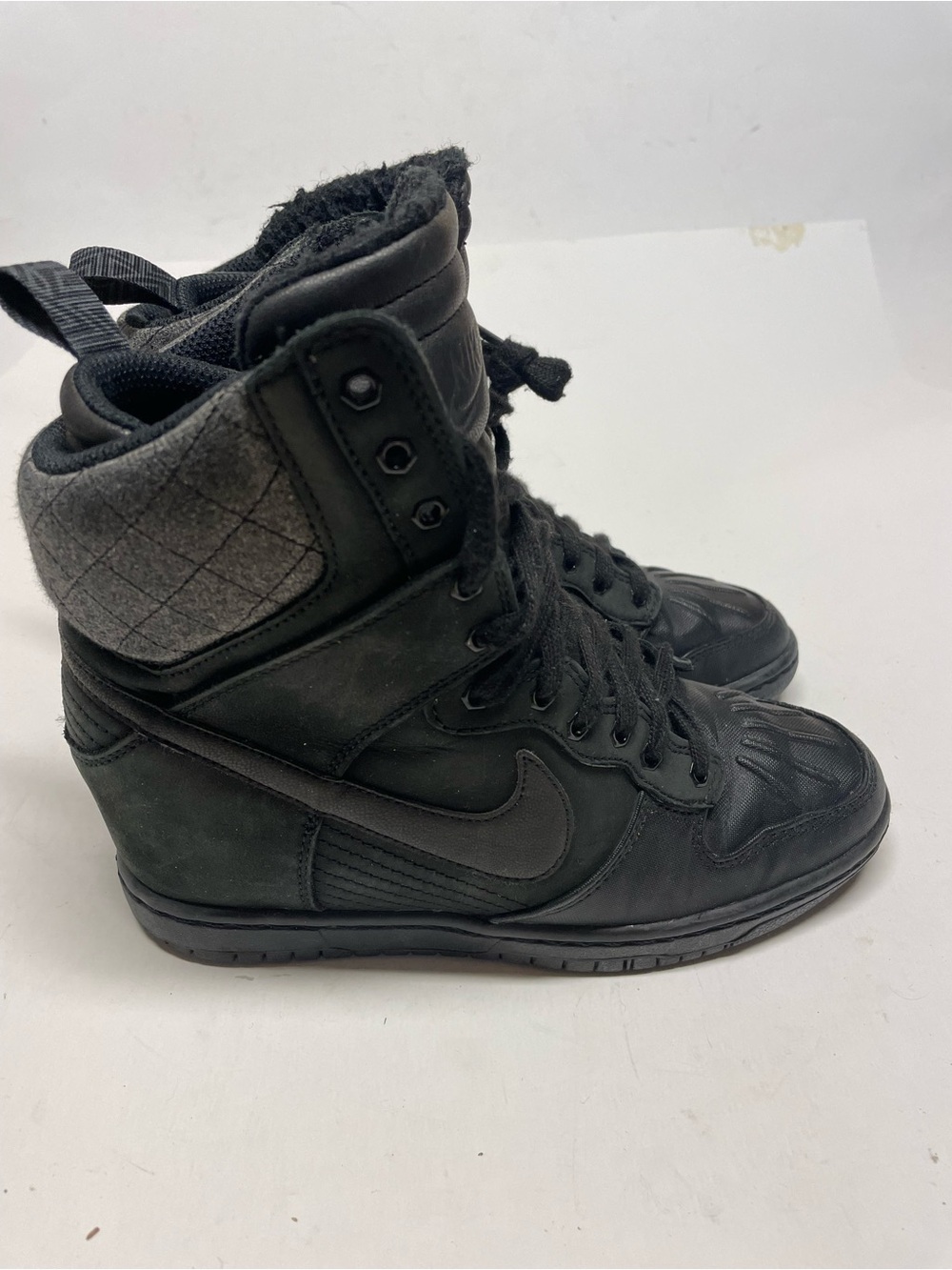 Nike Dunk Sky Hi Heel Gray Black Suede Wedge Boot 616715-001 Women Size US 6